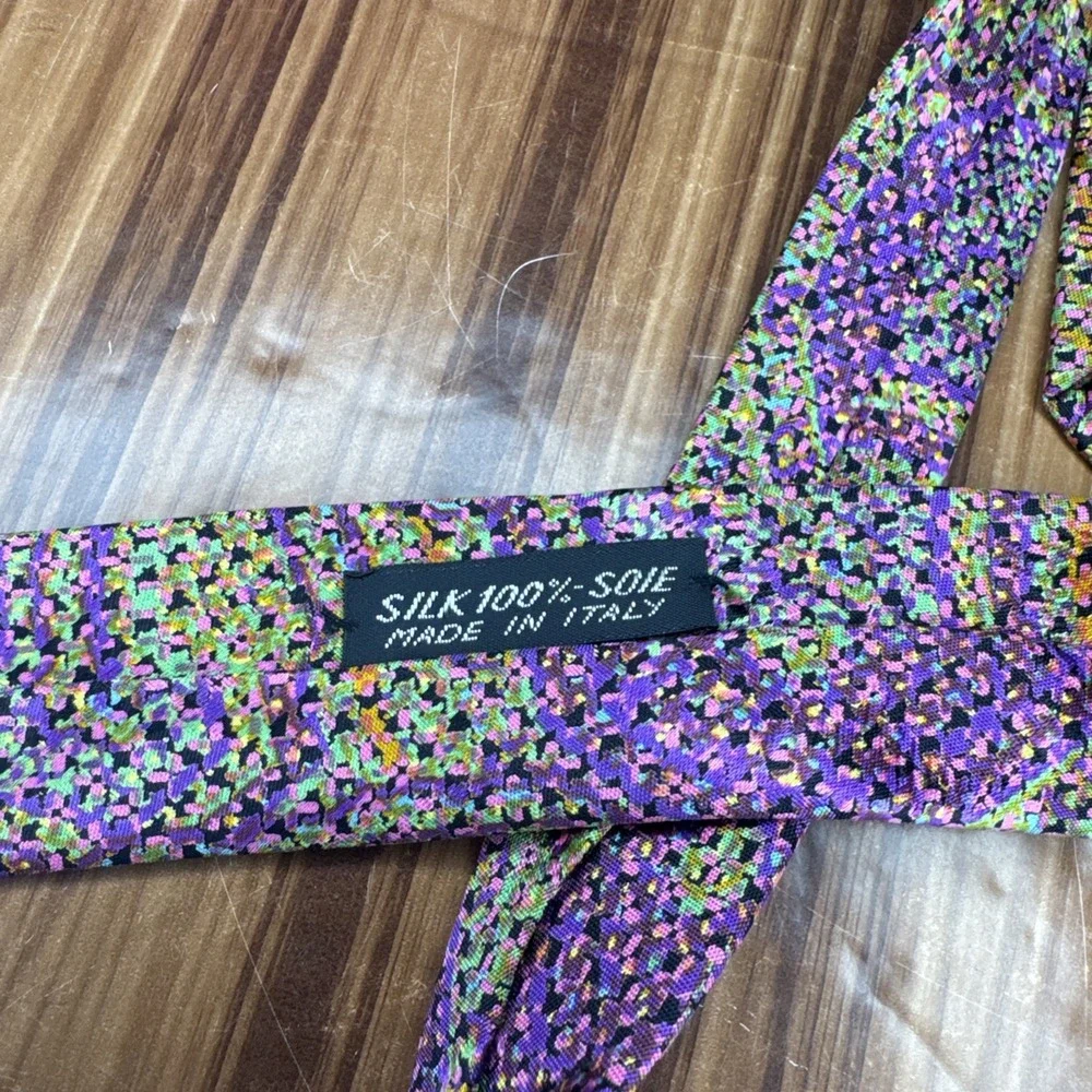 Brioni Silk Tie Green Purple Orange Abstract‎ Art Swirl 4